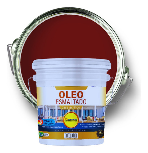 Oleo Esmaltado Rojo Colonial Acrílico Tineta 10lts 