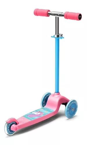 Patinete Infantil 3 Rodas Azul Rosa Crianças Regula Altura - oestesom