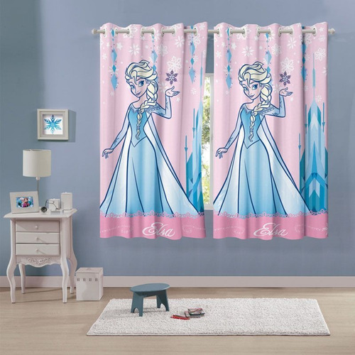 Cortina Infantil Frozen Elsa Rosa 3,00m X 1,80m Lepper