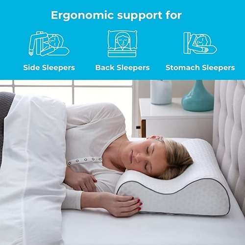 Almohada Cervical Memory Foam Fibra De Carbón De Bambú