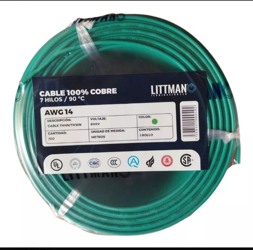 Cable Conductor 14 Awg Thw 100% Cobre 7 Hilos Ledon