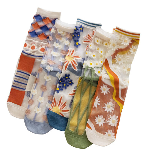 5 Pares De Calcetines Transparentes En El Tobillo Para Mujer