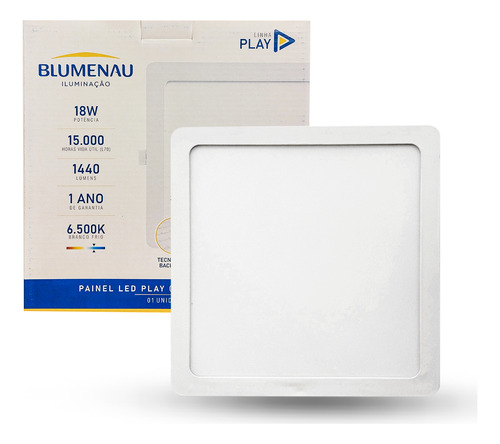 Plafon Painel Led Embutir Quadrado 18w 6500k - Blumenau