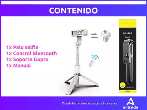 Palo Selfie Celular Gopro Control Bluetooth Aluminio Tripode