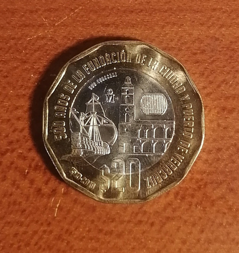 Moneda Conmemorativa De $20, 500 Años Del Puerto De Veracruz