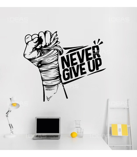 Vinil Decorativo Frase Para Gimnasio Never Give Up