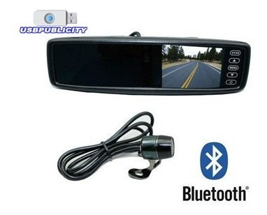 Espejo Retrovisor + Camara Reversa + Manos Libres Bluetooth