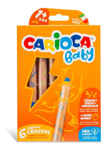 Crayon 3 En 1 Baby 6 Colores Carioca