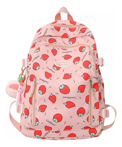 K Linda Bolsa Escolar Com Estampa Morango Para Meninas2023