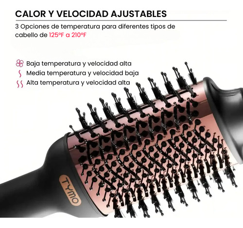 Cepillo Peine Alaciador Electrico Secadora de Aire Para Cabello Tymo Volumizer Peine Secador Alaciador Ionico 3 en 1