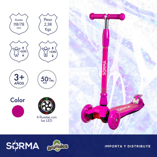 Imagen 2 de 10 de Combo Monopatin Scooter Niños 4 Ruedas + Casco Punk/dragon