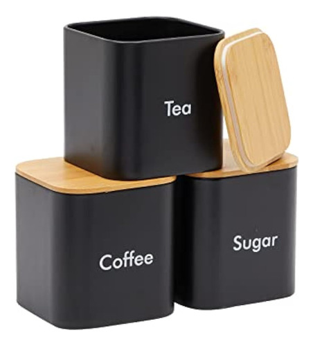 Juego De 3 Recipientes De Cocina Para Café, Té Y Azúcar, Rec