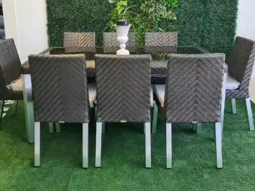 Elegante Comedor Rattan Sintético, Exteriores, Jardín