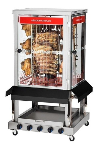 Super Asador 4 Puertas Gas Natural 24 Pollos Sol Real -aj Ho