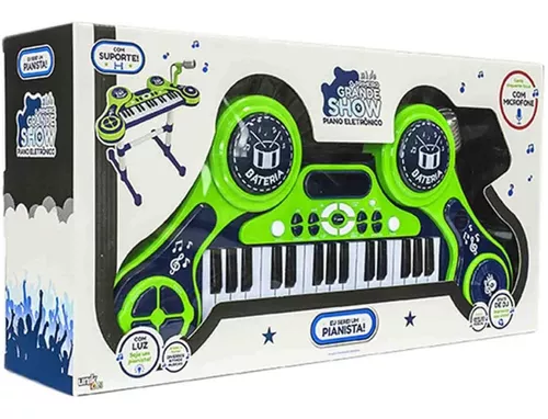 Piano Eletrônico Primeiro Grande Show (Azul e Verde) - Unik Toys