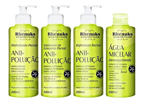 Kit Skin Care Anti Poluição Rhenuks - 4 Produtos Faciais