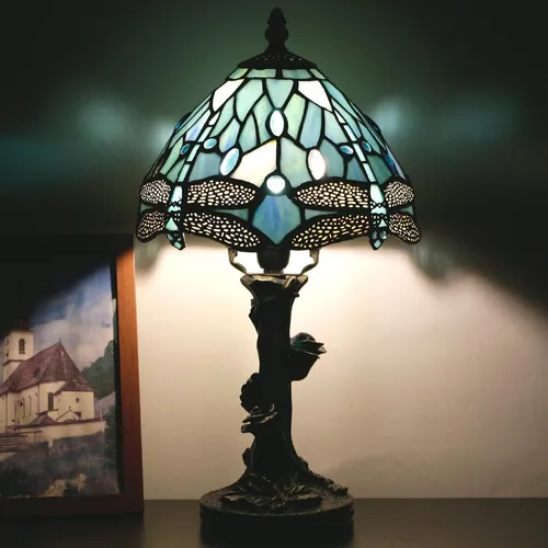 Bieye L10736 Lámpara De Mesa Con Vitrales Estilo Tiffany Con