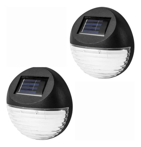 Set X2 Foco Solar Led Redondo Escaleras Aplique Fotocelula