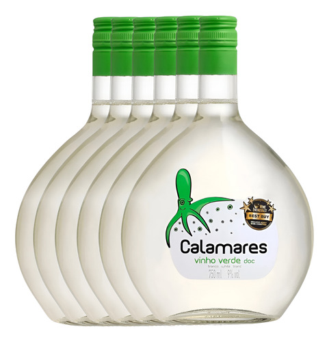 Vinho Branco Calamares Vinho Verde - 750ml Kit 6 Unidades