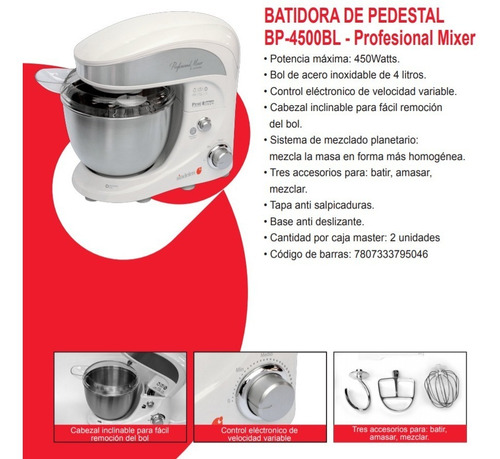 Imagen 7 de 12 de Batidora de pie Sindelen Proline BP-4500BL blanca 50 Hz 220 V - 240 V