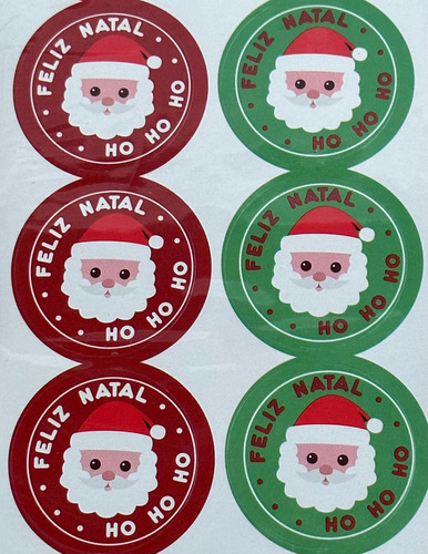 30 Adesivos Decorativo Papai Noel Feliz Natal Tam 3,5 Cm Cor Vermelho