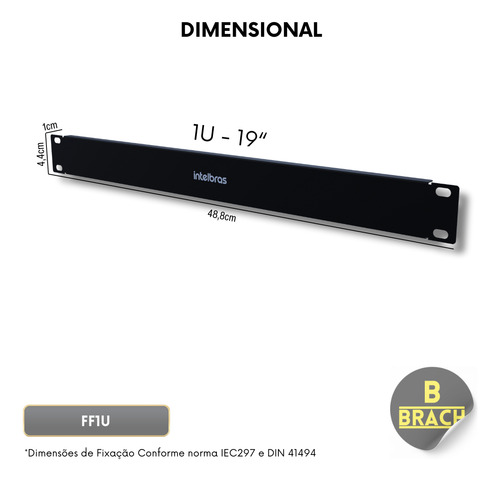 Frente Falsa Intelbras Ff1u Painel Fechamento Rack Servidor