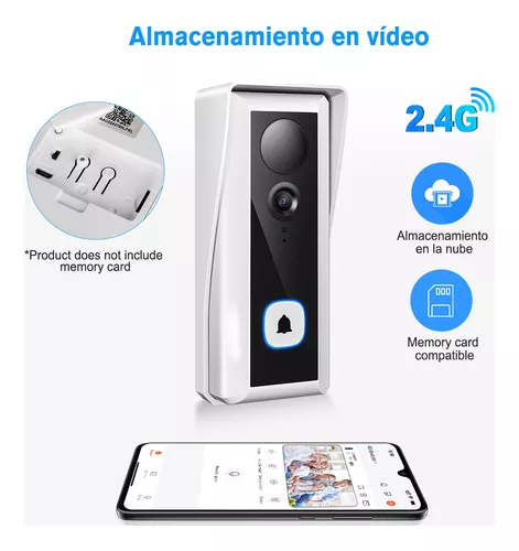 Timbre inalámbrico sin suscripción, tarjeta SD y almacenamiento en la nube,  timbre de video inteligente con timbre, 2.4G WiFi timbre de puerta