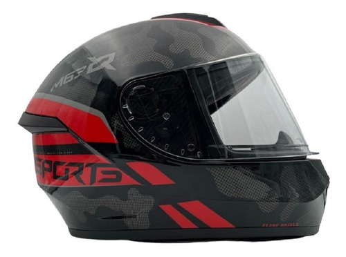 Casco Integral X Sports M63 Comander Negro Rojo Brillante