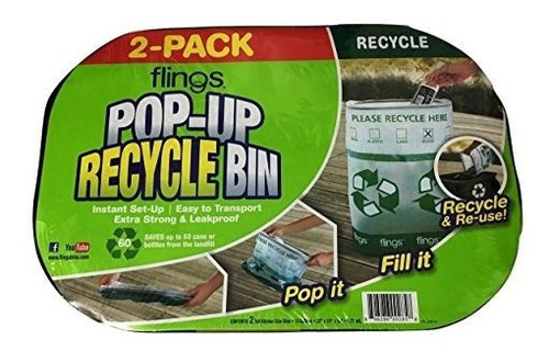 Brand: Flingo Flings Pop-up Recycle Bin Clear 2-pack