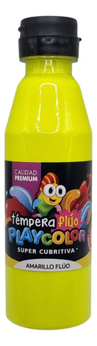Tempera Fluo Playcolor De 250 Gr Pomo Con Tapa Flip/flop Color Amarillo Fluo