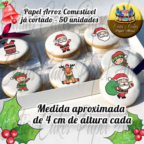 Imagem 1 de 2 de Natal Papel De Arroz Para Biscoito Papai Noel  50 Unidades