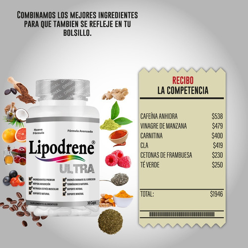 Imagen 4 de 6 de Lipodrene Ultra 30 Caps- Formula Ultra Pro - Termogénico