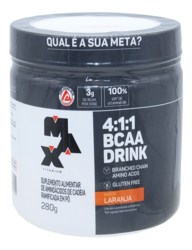 Bcaa Drink 4:1:1 P/ Ganho Energia Max Titanium 280g Laranja