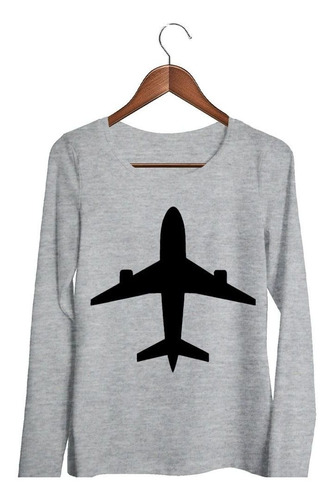 Remera De Mujer Avion Plane Figura Vector Negro Viaje Ml