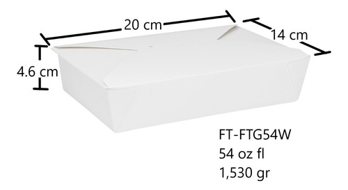 Contenedor Rectangular De Cartón P Alimentos 54 Oz Karat 50p