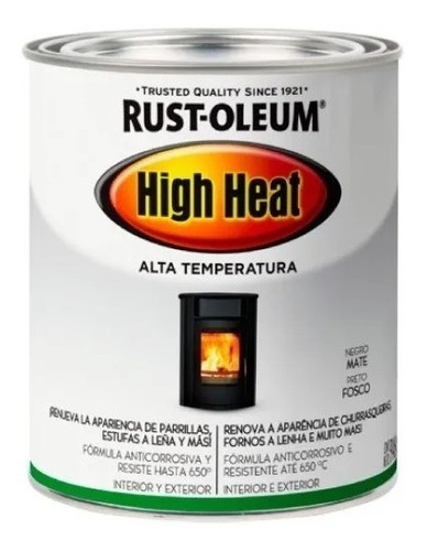 Lata Alta Temperatura 650° Rust Oleum  Negro Mate