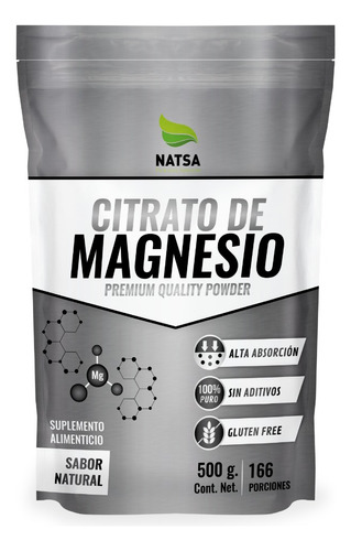 Citrato De Magnesio Natsa Grado Alimenticio 500 Grs Sabor Natural