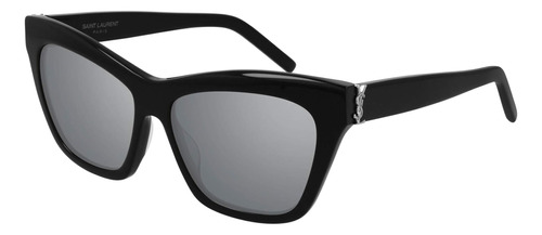 Saint Laurent Gafas De Sol Unisex, Marco Negro, Lentes Plate