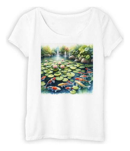 Remera Mujer Koi Paisaje Sereno Acuarela Relajacion M4