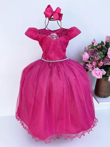 Vestido Princesa Belli Tematico Barbie Pink Babado - Roupa