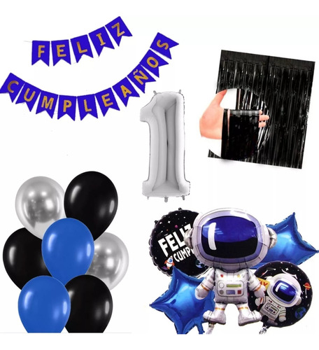 Kit Globos Fiesta Espacial Astronauta Cortina 