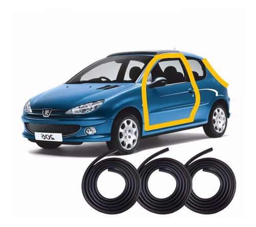 Kit Borrachas Vedação 2 Portas E Porta Malas Peugeot 206