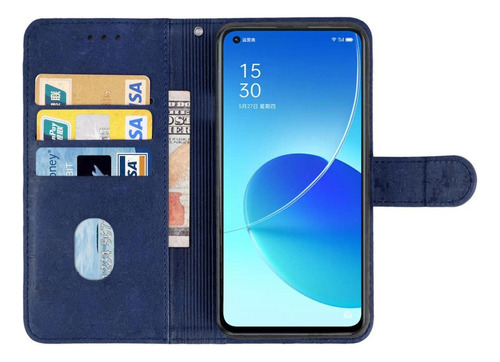 Funda De Teléfono Pu Azul For Oppo Reno6 Pro+ 5g