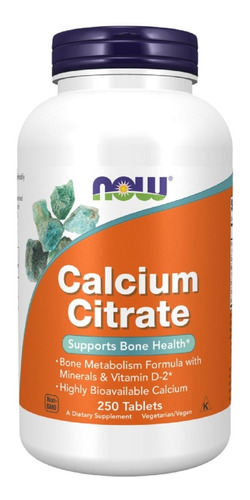 Calcium Citrate Now Citrato De Cálcio 250 Comprimidos