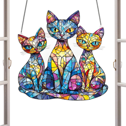 Para Gatos Para Ventana Interior Gato Acrílico Manchado CoLG