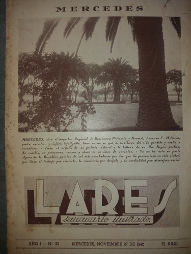 Revista Lares Mercedes 1942 Social Personas Actualidades 