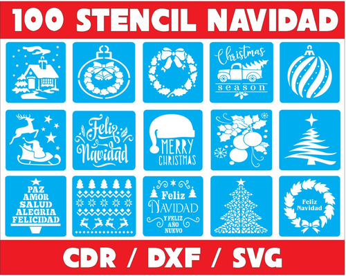 Pack De Vectores Corte Laser - 100 Stencils Navidad