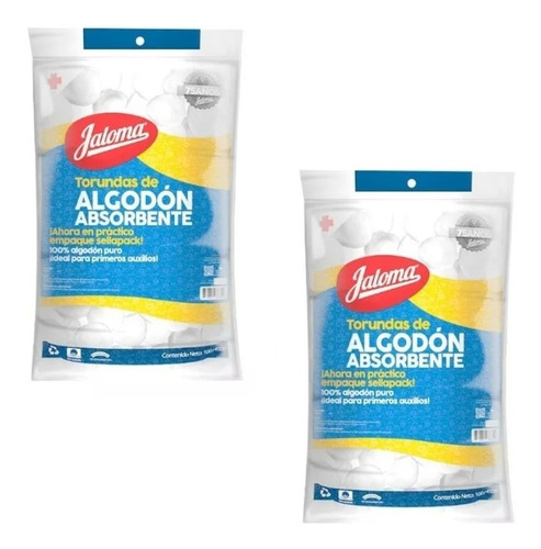 Algodon Absorbente, Torundas/bolitas, 50gr 100pz C/u Pack 2