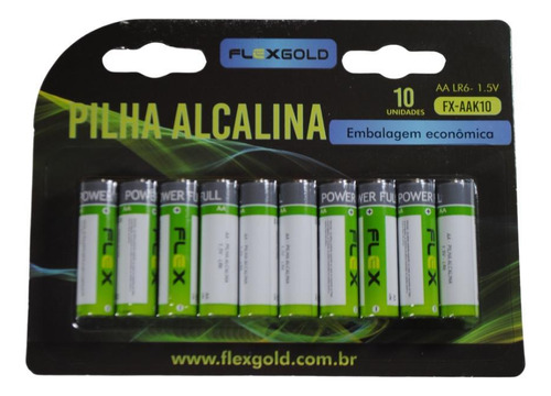 Blister Com 10 Pilhas Alcalinas Aa Fx-aak10 - Flexgold