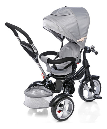 Triciclo Felcraft Spin Asiento Gira 360 Manija Canasto Color Gris